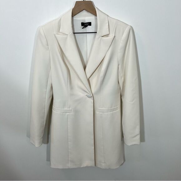 Aidan by Aidan Mattox White Tuxedo Blazer Dress | Size 4 - Picture 5 of 15